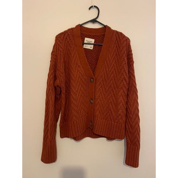 Abercrombie & Fitch Herringbone Stitch Cardigan Paprika - M - Picture 1 of 5